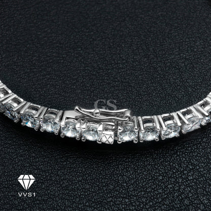 Moissanite Silver Triple Lock Cube Tennis Bracelet