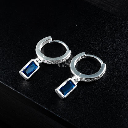 Silver Sapphire Hoop