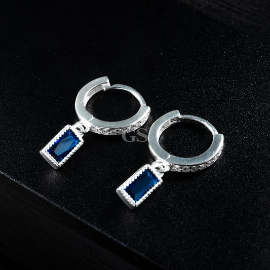 Silver Sapphire Hoop
