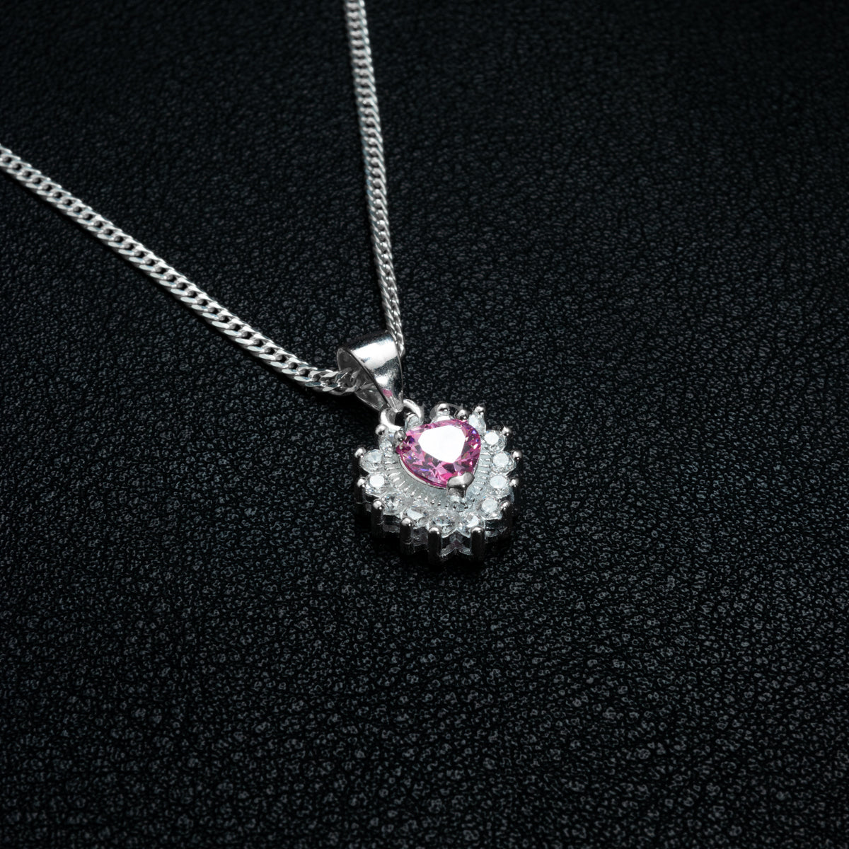 Silver Sakura Heart Necklace Set