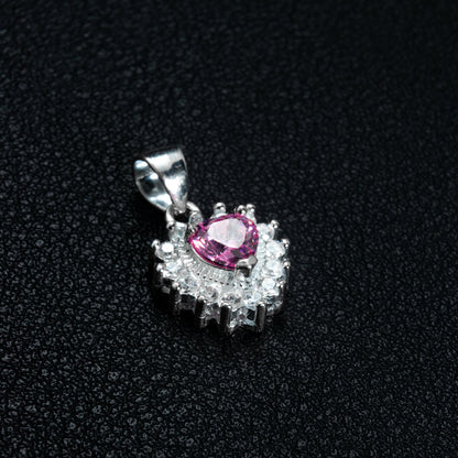 Silver Sakura Heart Necklace Set