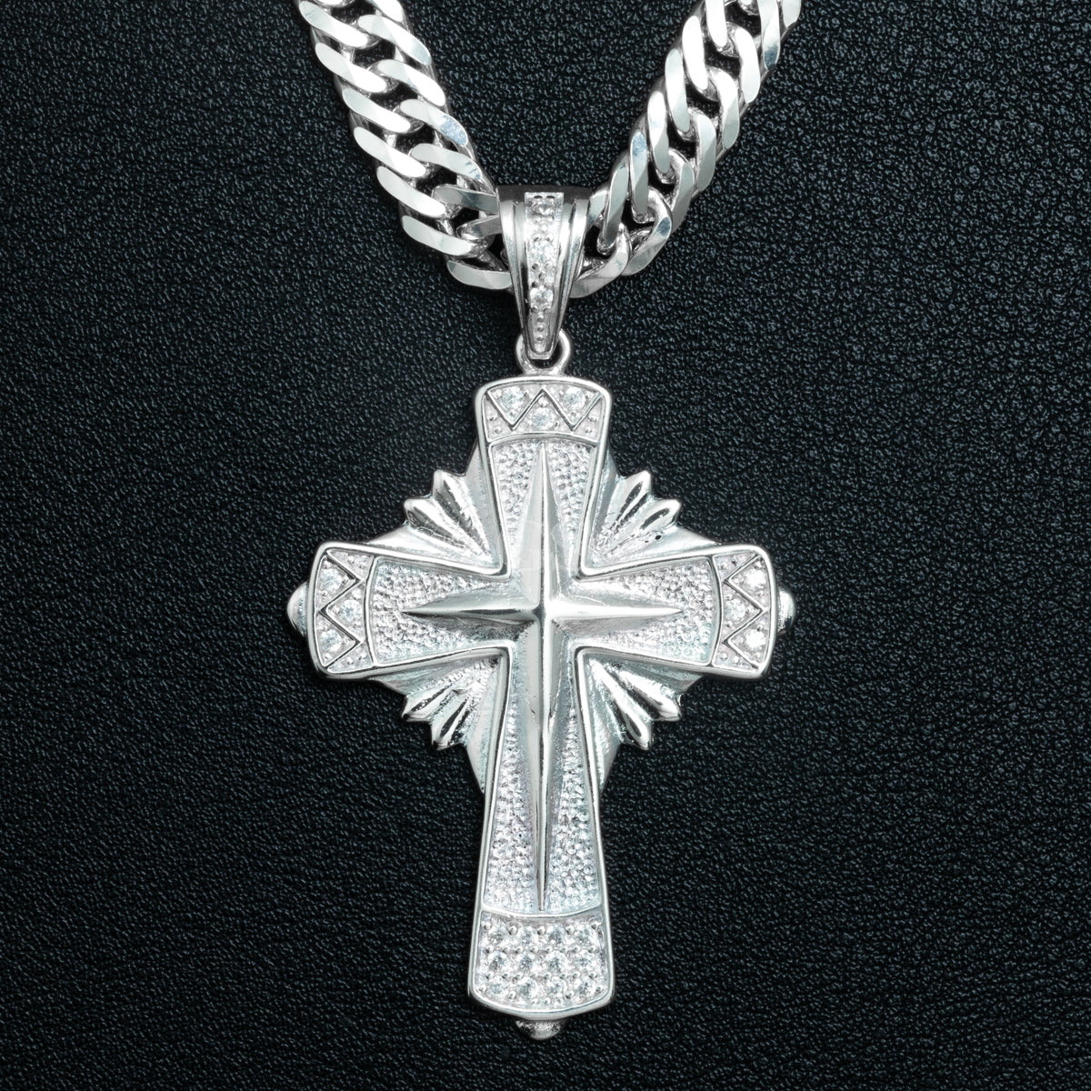 Silver Royal Cross Necklace Set