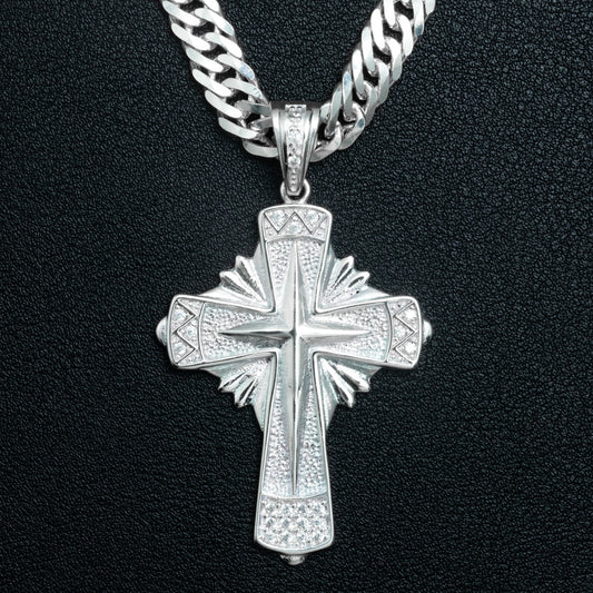Silver Royal Cross Necklace Set