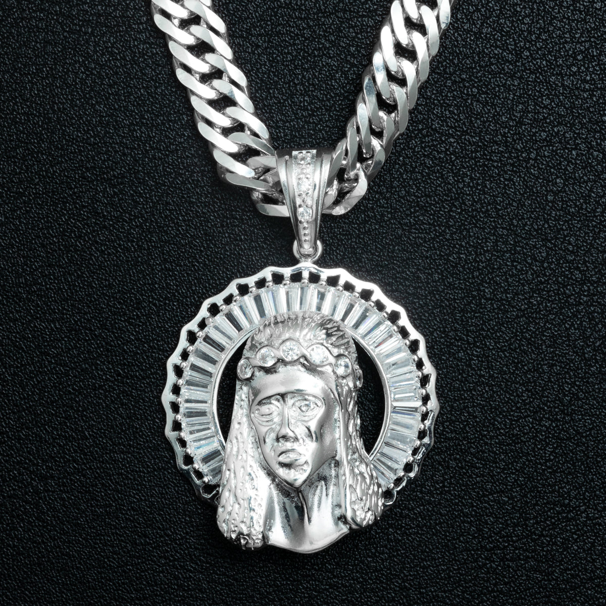 Silver Holy Face Necklace Set