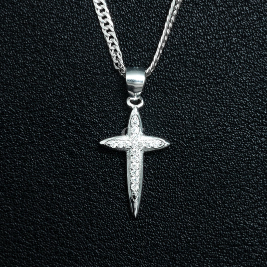 Silver Passion Cross Necklace Set