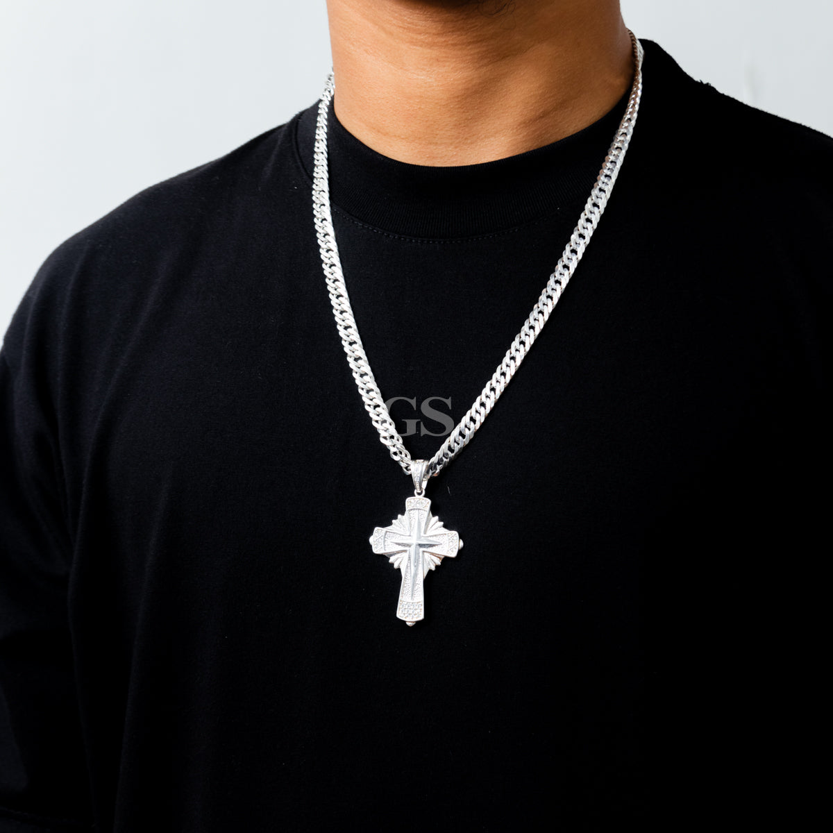 Silver Royal Cross Necklace Set