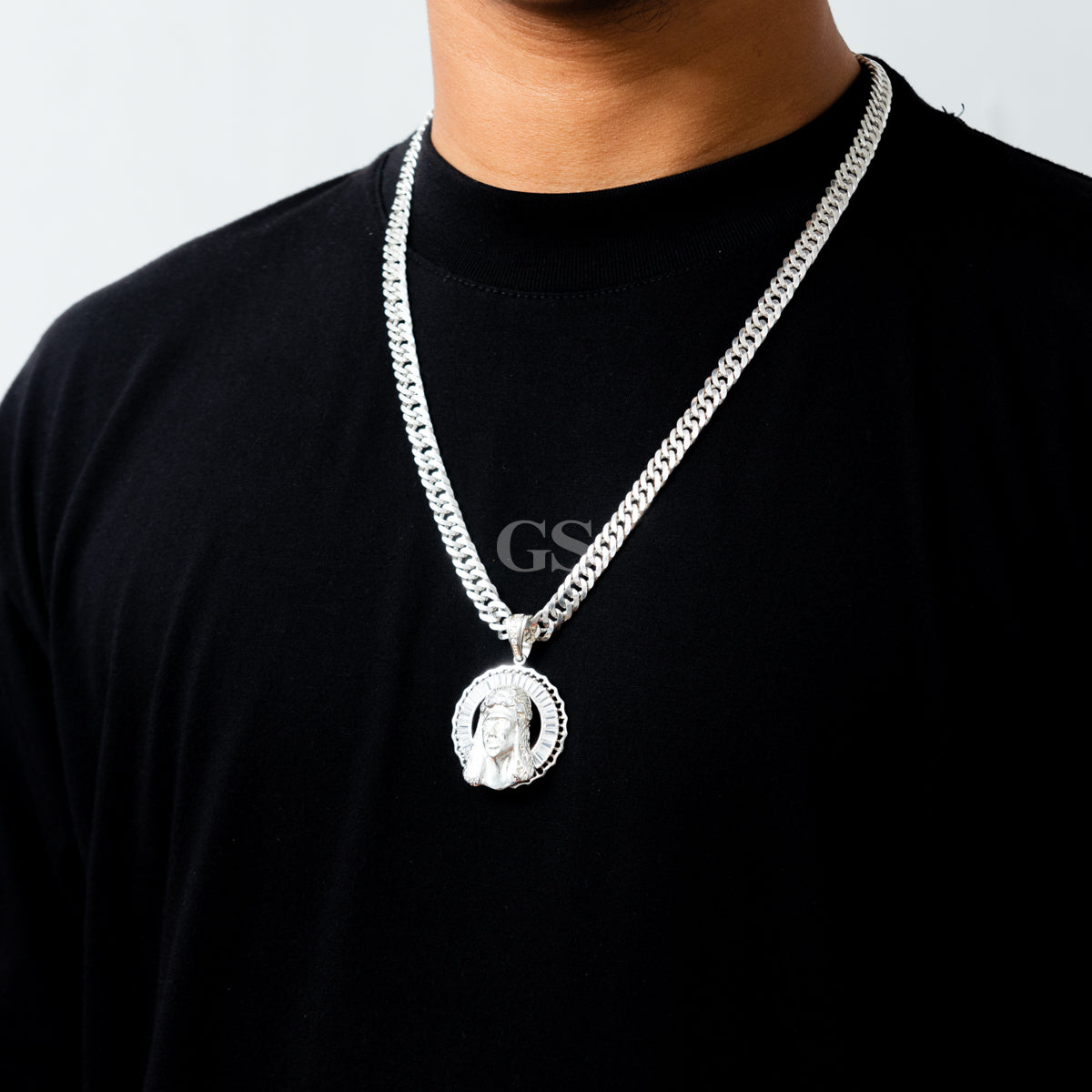 Silver Holy Face Necklace Set