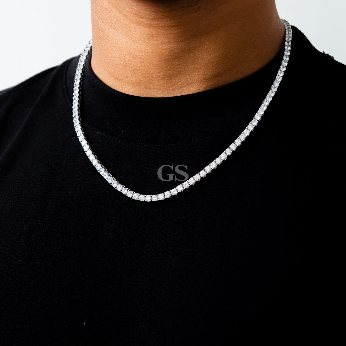 Moissanite Silver Tennis Double Lock Necklace