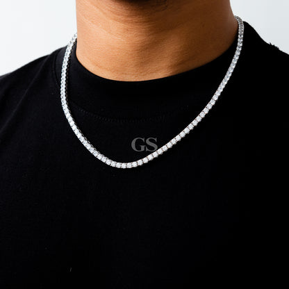 Moissanite Silver Tennis Double Lock Necklace