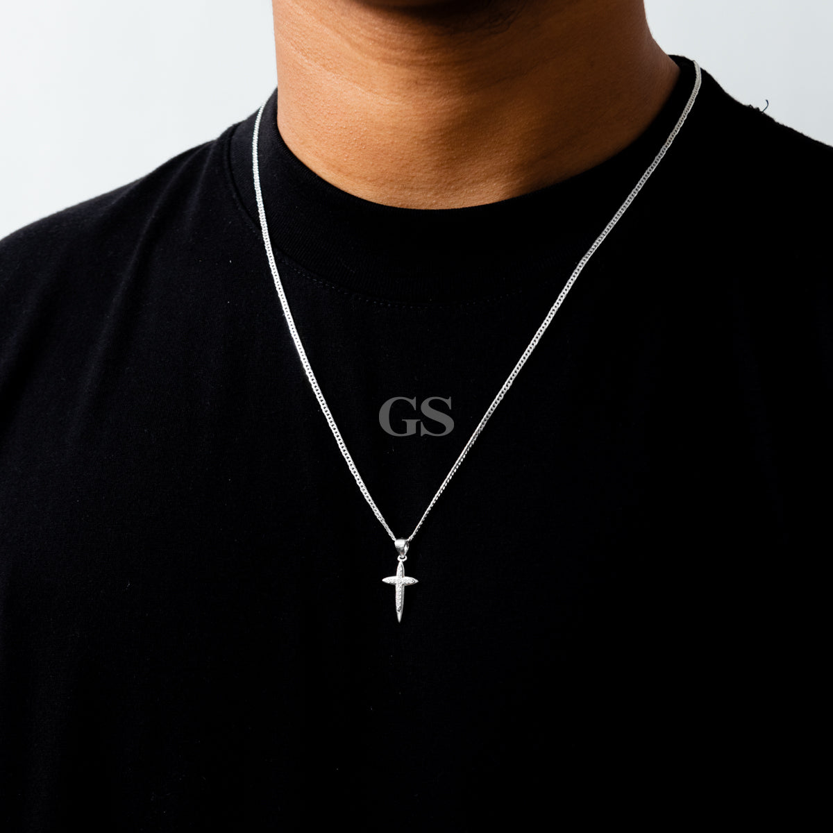 Silver Passion Cross Necklace Set