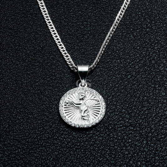 Silver Cherub Necklace Set