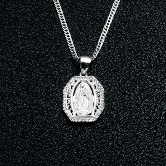 Silver Guadalupe Necklace Set