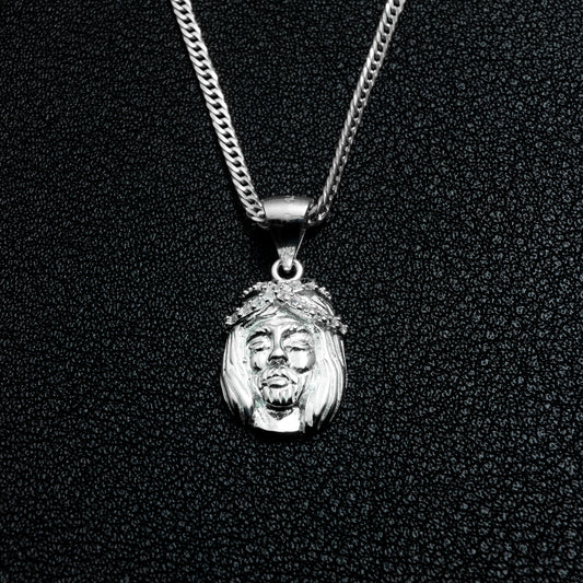 Silver Jesus Piece Necklace Set