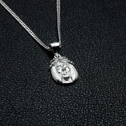 Silver Jesus Piece Necklace Set
