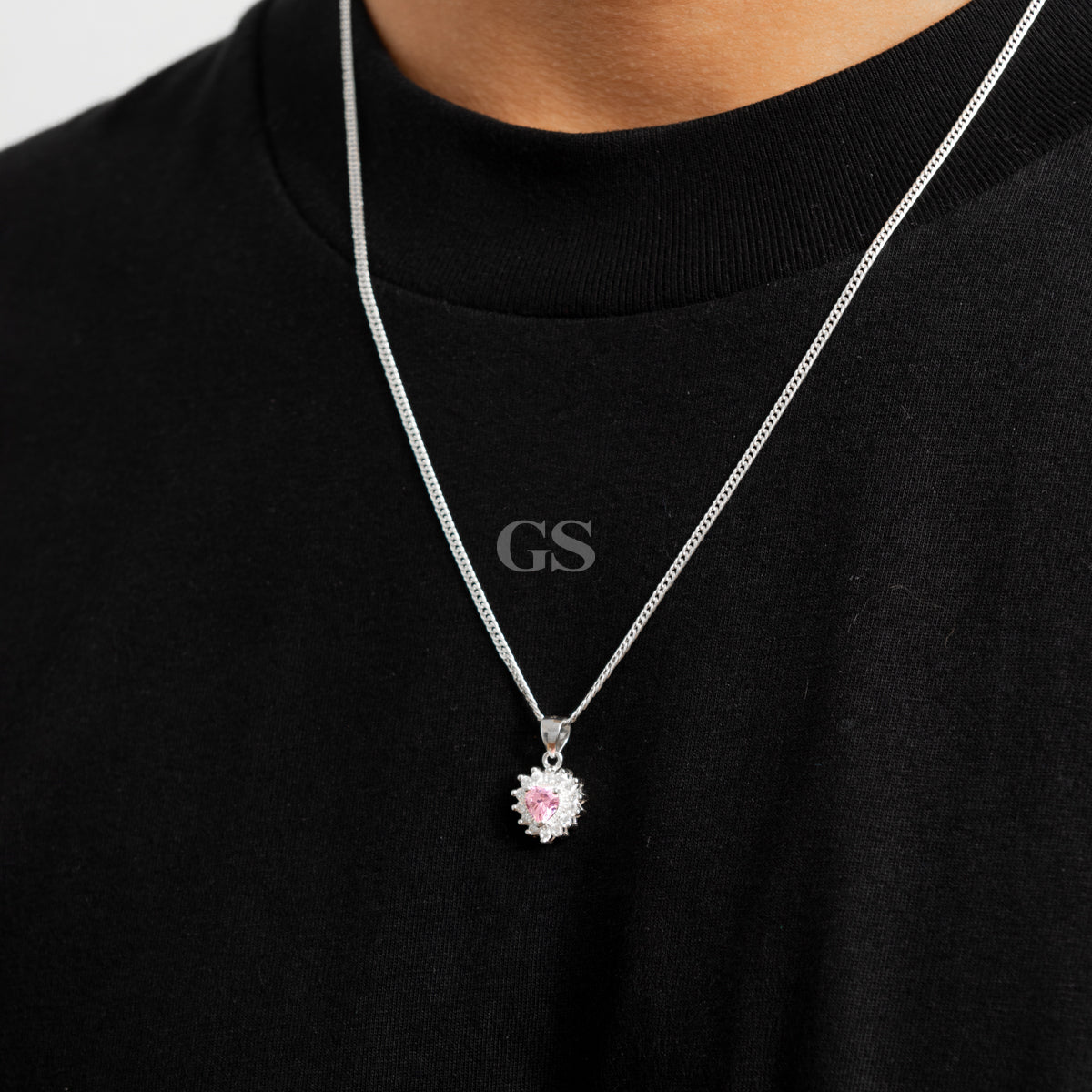 Silver Sakura Heart Necklace Set