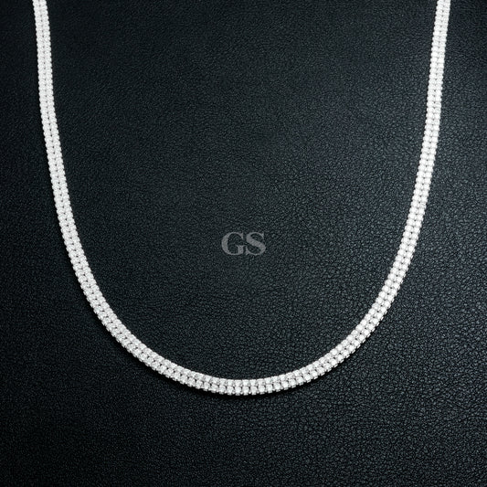 Silver Double Tennis Necklace 20"
