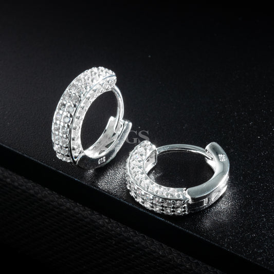Silver Iced II Hoop