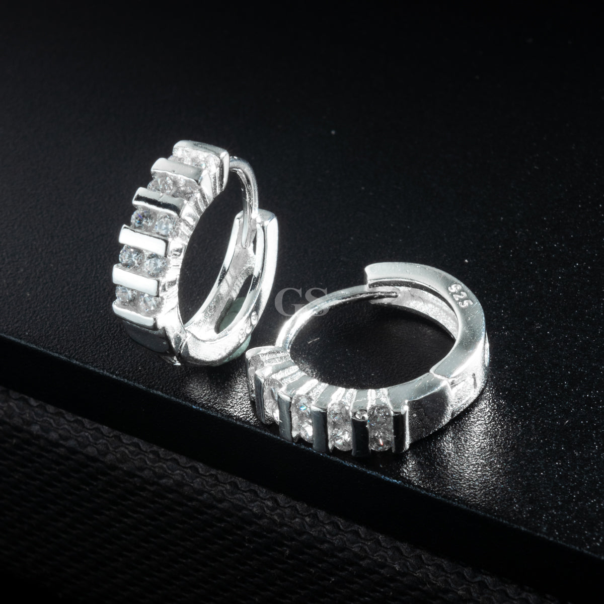 Silver Iced III Hoop