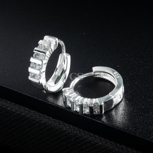 Silver Iced III Hoop