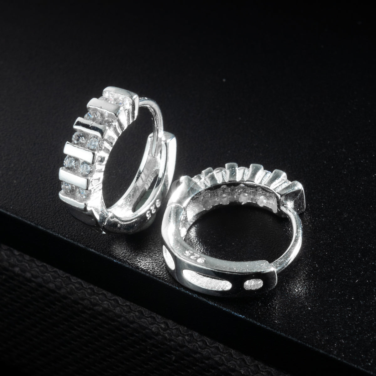 Silver Iced III Hoop