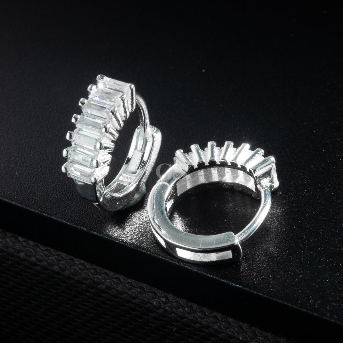 Silver Iced IV Hoop