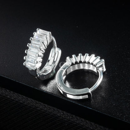 Silver Iced IV Hoop