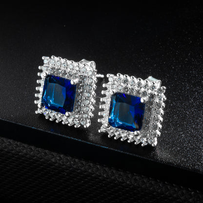 Silver Sapphire Stud