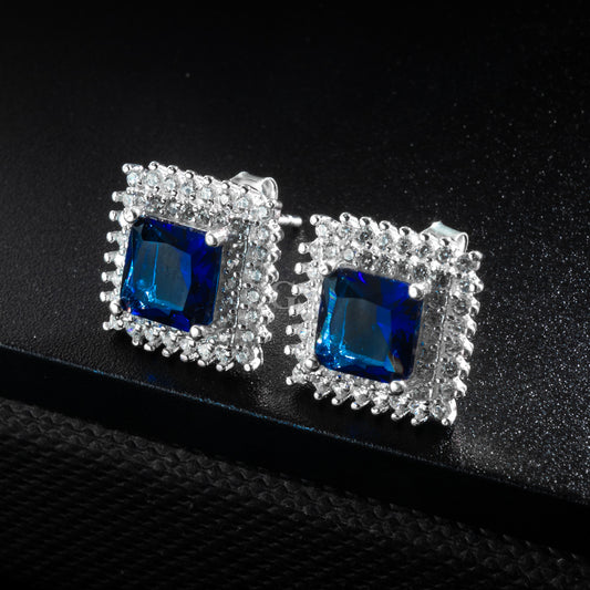 Silver Sapphire Stud