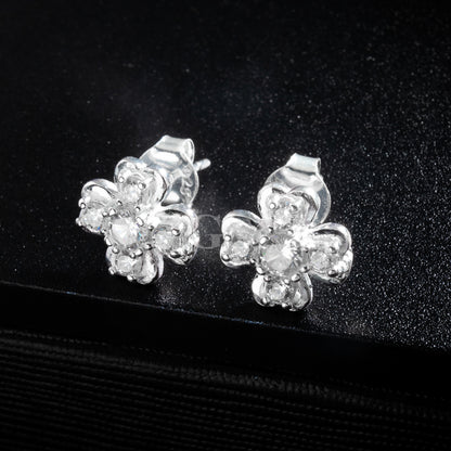 Silver Iced Shamrock Stud