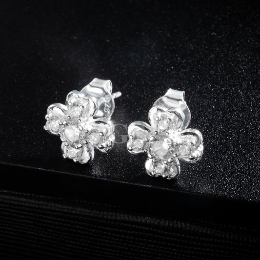 Silver Iced Shamrock Stud