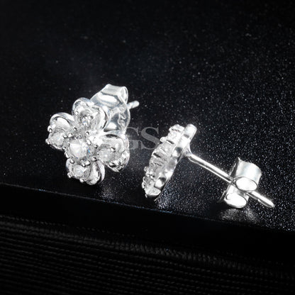 Silver Iced Shamrock Stud