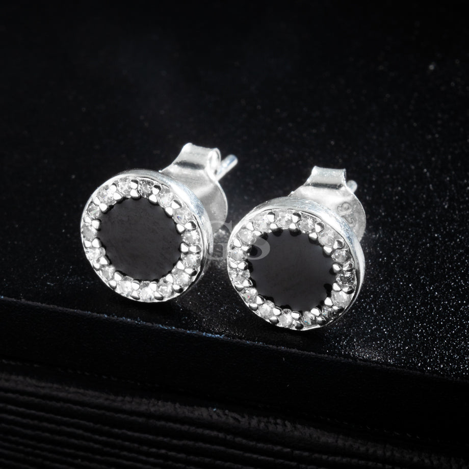 Silver Black Onyx Stud