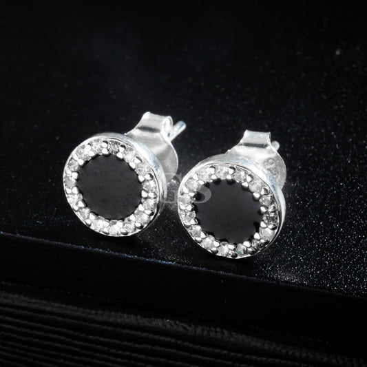 Silver Black Onyx Stud