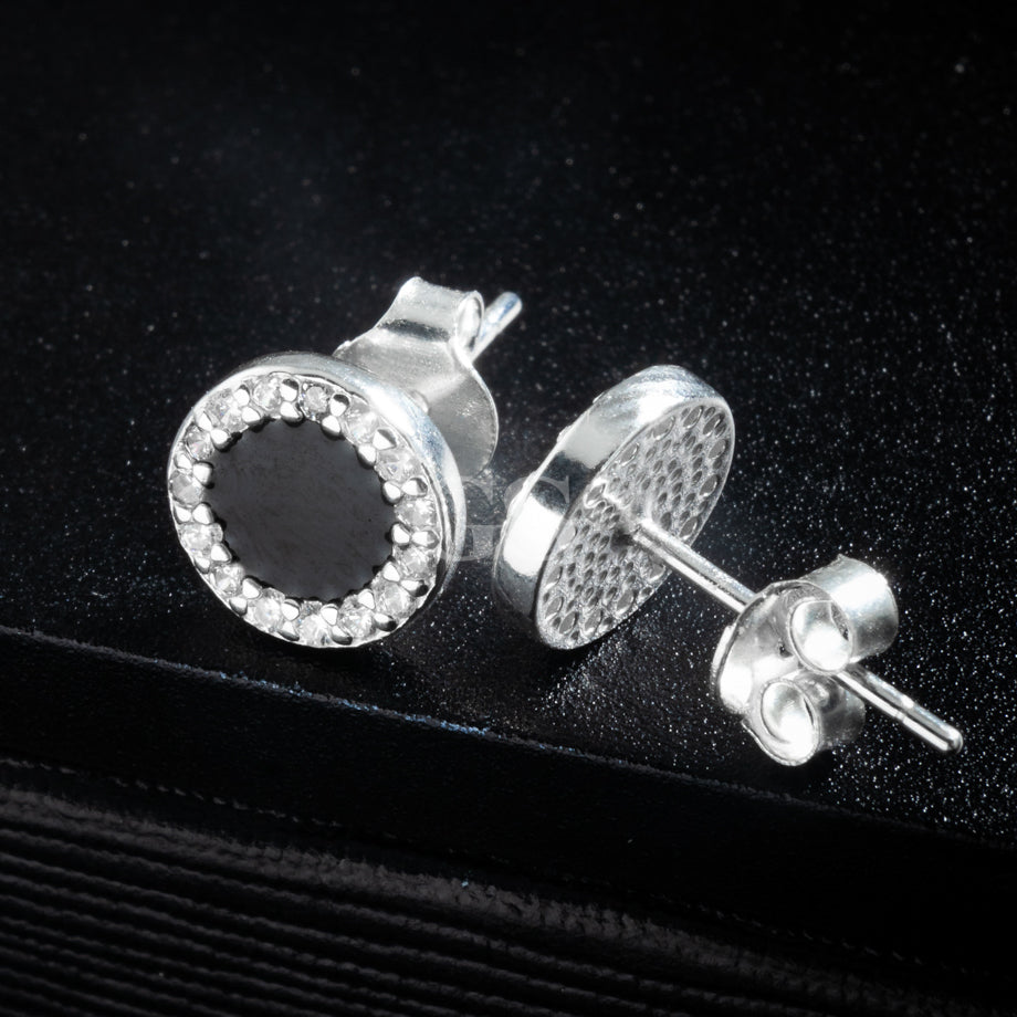 Silver Black Onyx Stud