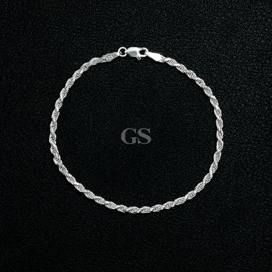 Silver 2mm Rope Bracelet