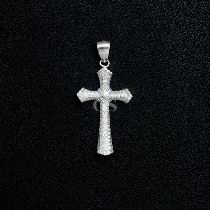 Silver Solid Cross Necklace Set