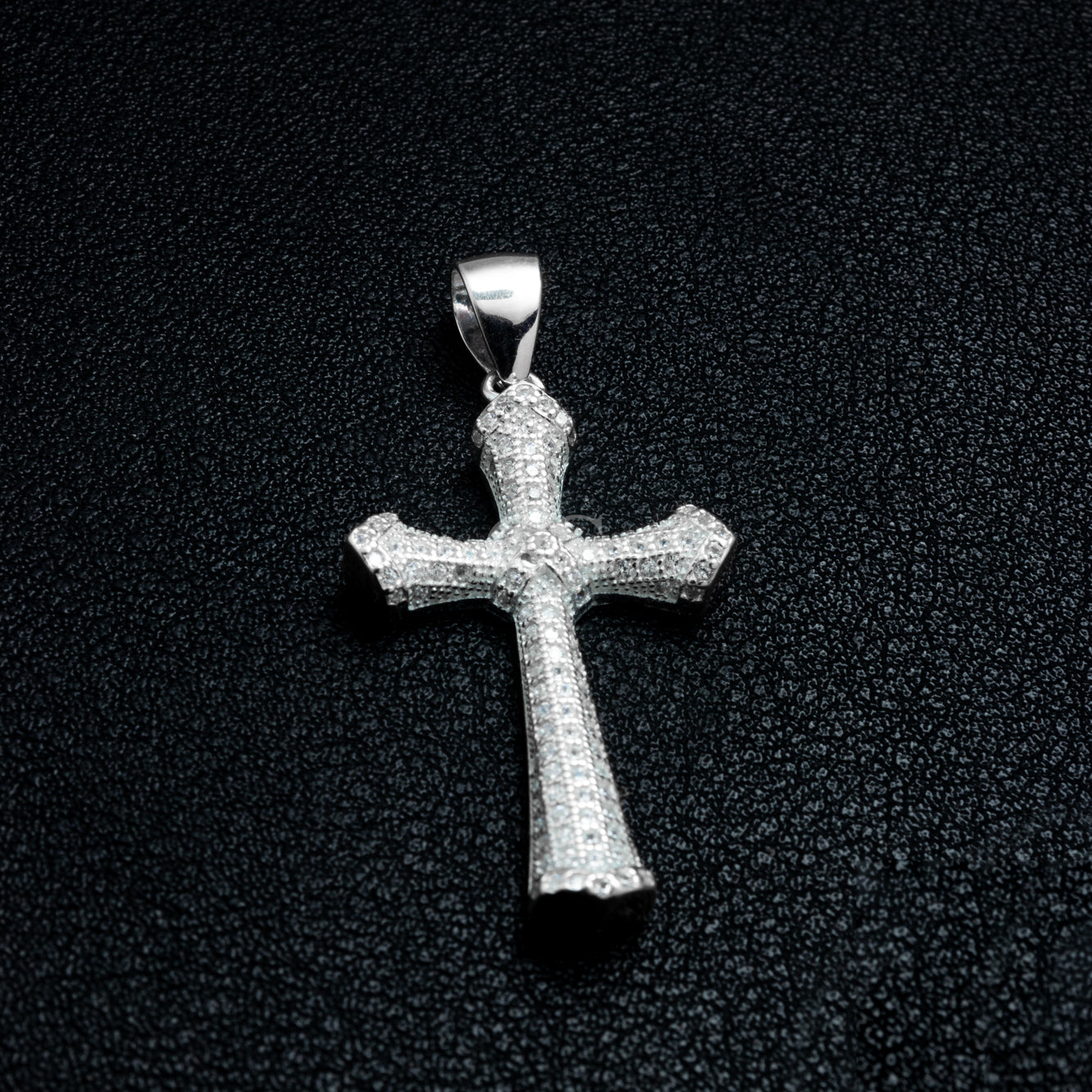 Silver Solid Cross Necklace Set