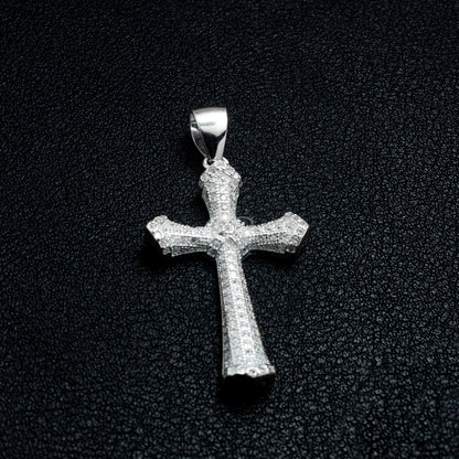Silver Solid Cross Necklace Set