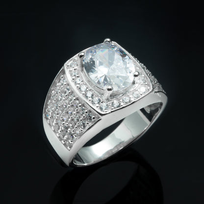 Silver Oval Diamond Ring