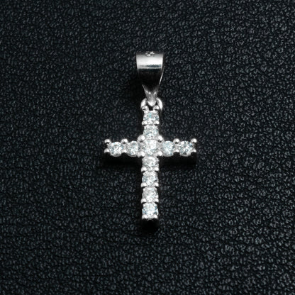 Silver Iced Out Cross Necklace Set