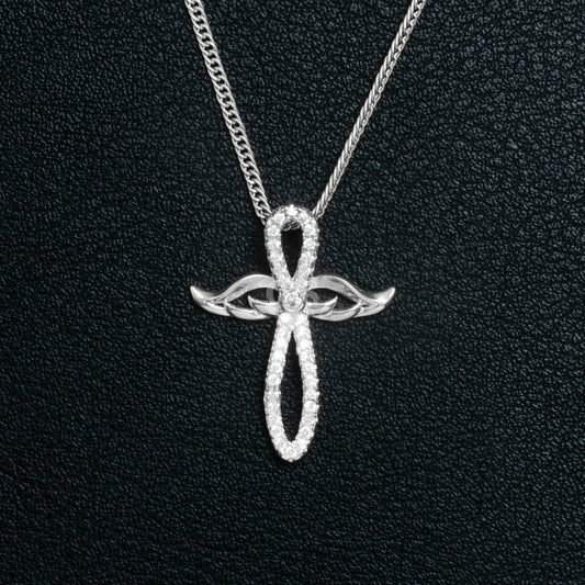 Silver Infinity Wing Necklace Set