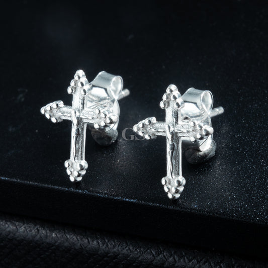 Silver Crucifix Stud