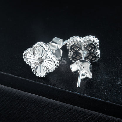 Silver Iced Clover Stud