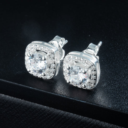 Silver Cube Frame Stud