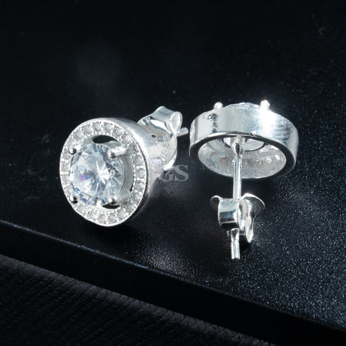Silver Round Frame Stud