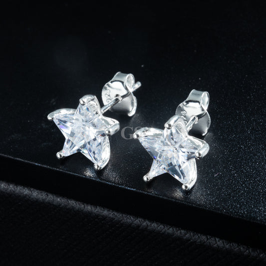 Silver Iced Star Stud