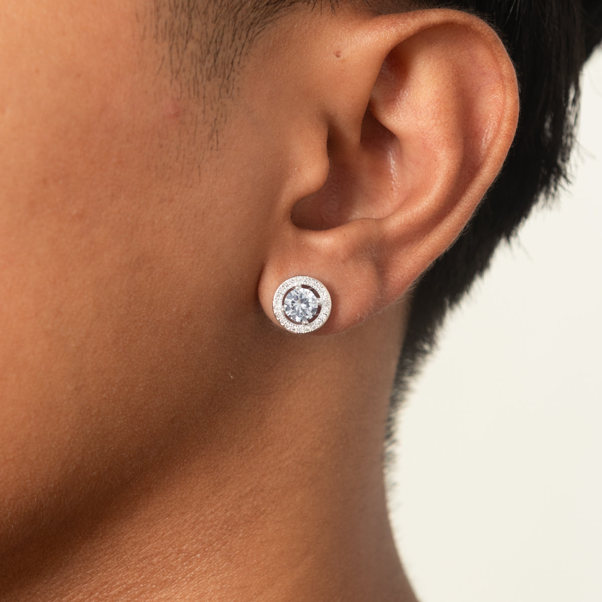 Silver Round Frame Stud