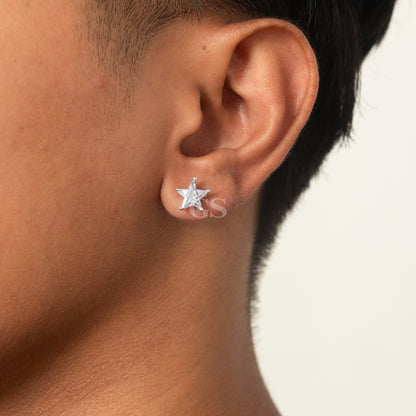 Silver Iced Star Stud
