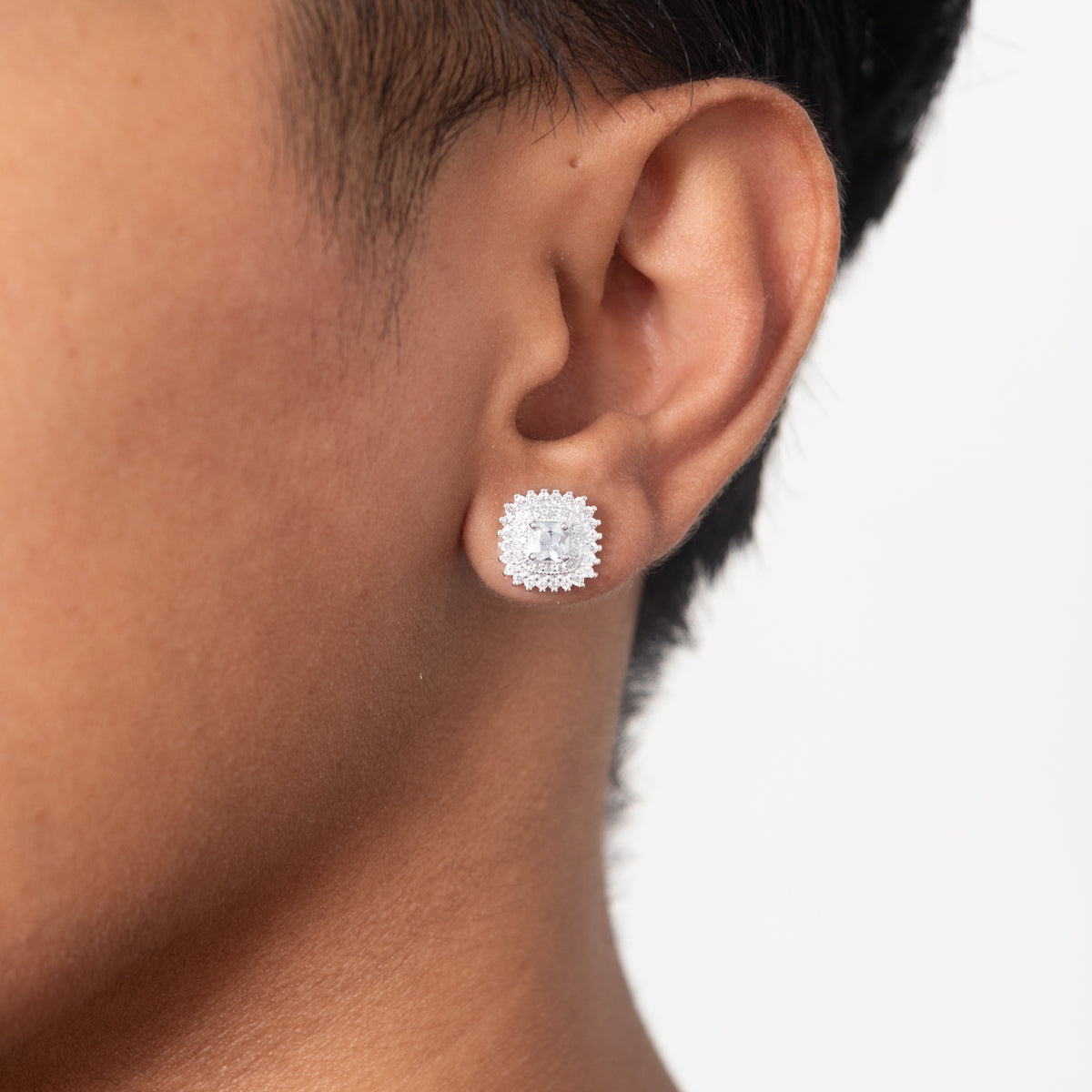 Silver Glacier Cube Stud