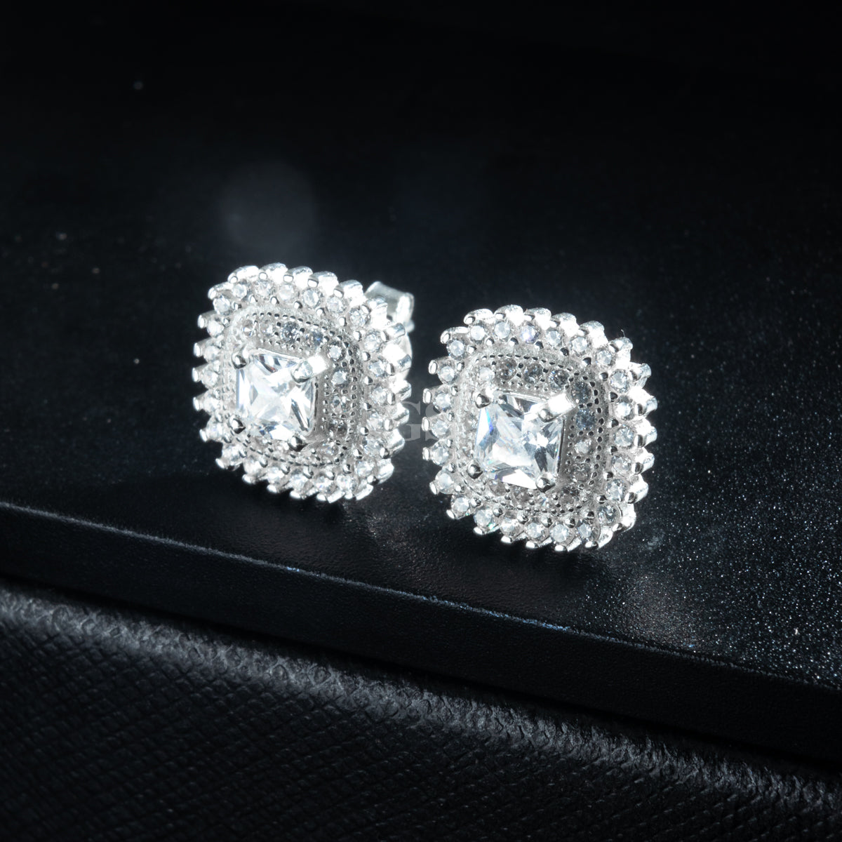 Silver Glacier Cube Stud